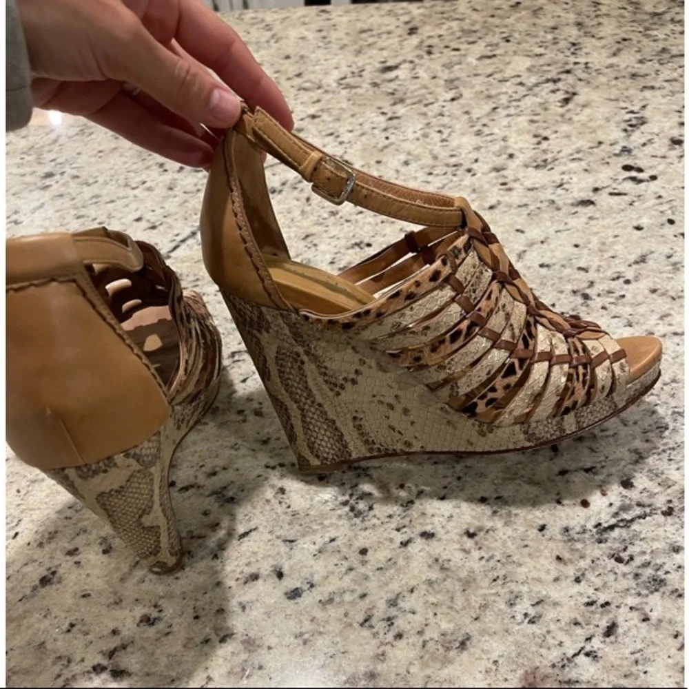 Cole Haan Air Minka Snakeskin and Cheetah Print Wedges